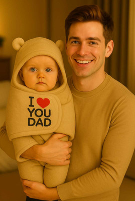 TRULYFAST Text Print Single Hooded Baby Blanket for  Mild Winter(Microfiber, Camel)