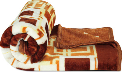Flipkart SmartBuy Printed Single Mink Blanket for  Heavy Winter(Polyester, Brown & Yellow & Multi1)
