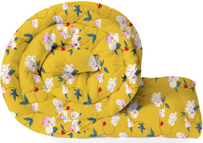 VAS COLLECTIONS Printed Single Comforter for  Heavy Winter(Microfiber, Dark Yellow)
