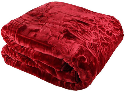 ACZO FEEL Polka Double Mink Blanket for  Heavy Winter(Microfiber, Maroon)