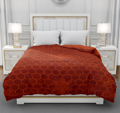 Shivam impex Solid Double Mink Blanket for  Heavy Winter(Woollen Blend, RUST)