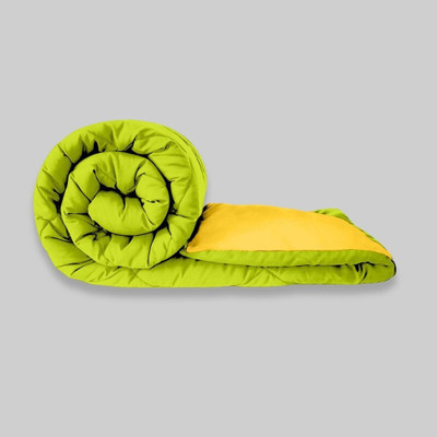 SIE STORE Solid King Quilt for  Heavy Winter(Poly Cotton, Parrot Green & Yellow)