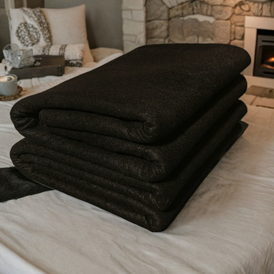 FurniGully Solid Single Woollen Blanket for  Mild Winter(Woollen Blend, Black)