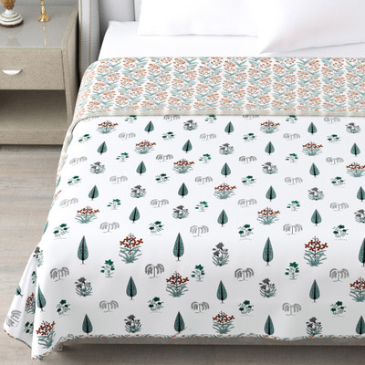 sabhya creation Floral King Dohar for  AC Room(Cotton, whitegrnn)