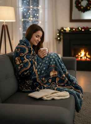 Minkora Floral Double Mink Blanket for  Heavy Winter(Polyester, Dark Green)