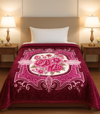 Signature Floral Single Mink Blanket for  Heavy Winter(Polyester, Velvet Bloom)