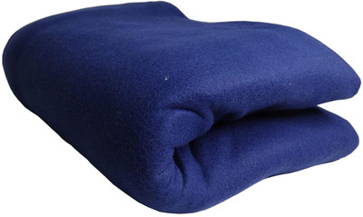 VORDVIGO Solid Single Fleece Blanket for  Heavy Winter(Polyester, Blue)