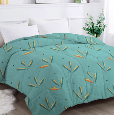 Flipkart SmartBuy Printed Double Comforter for  AC Room(Microfiber, Light Green & Multi4)