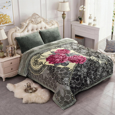 HOLYKRAFT Printed Double Mink Blanket for  Heavy Winter(Polyester, PistaGreen)