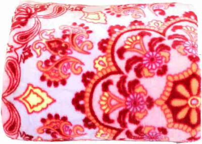 Relaxfeel Self Design Single Mink Blanket for  Heavy Winter(Microfiber, pinkFlower)