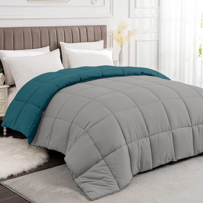 Razzai Solid Single Comforter for  Heavy Winter(Microfiber, Teal, Silver)