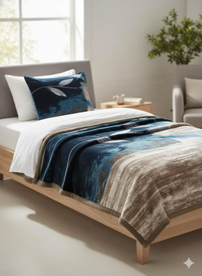 SAMBH SADASHIV Geometric Single AC Blanket for  Mild Winter(Microfiber, Cream)