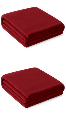 n g products Solid Single Fleece Blanket for  Mild Winter(Polyester, Red)