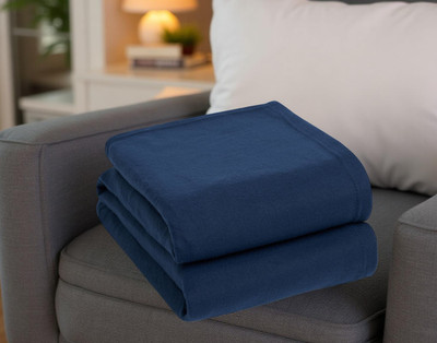 Home Stylish Solid Single Fleece Blanket for  Mild Winter(Polyester, Blue)