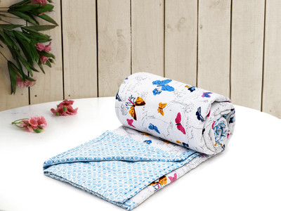 RRC Printed Double Comforter for  Mild Winter(Cotton, White)