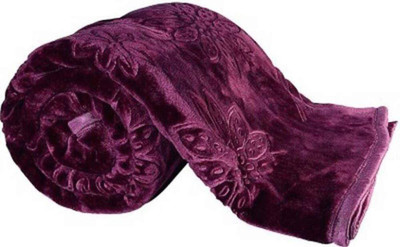 Cobija Floral Single Mink Blanket for  Heavy Winter(Microfiber, Purple)
