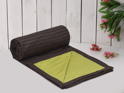RUSTIC LINEN Striped Double Dohar for  AC Room(Microfiber, Brown)