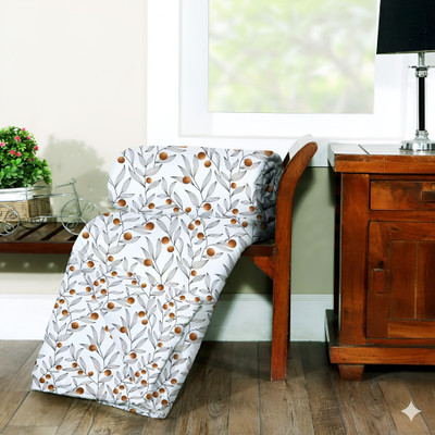 ivaza Floral Double AC Blanket for  AC Room(Cotton, White Brown)