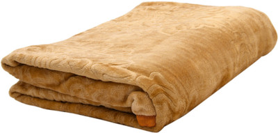 KIXTA Self Design Double Mink Blanket for  Heavy Winter(Microfiber, golden)