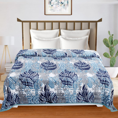 OSONICTEXTILE Printed Double AC Blanket for  Heavy Winter(Woollen Blend, Blue)
