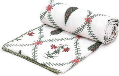sentiments Printed Single Dohar for  AC Room(Cotton, Dark Green)