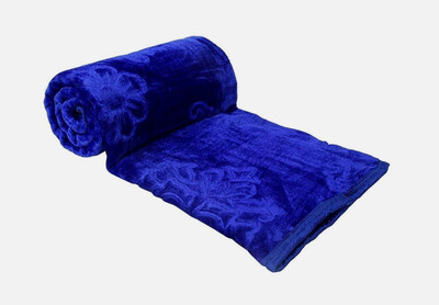 Swikon star Self Design Single Mink Blanket for  Heavy Winter(Microfiber, Blue)