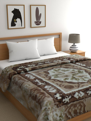 Raymond Home Floral Double Mink Blanket for Heavy Winter(Polyester, Brown)