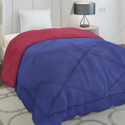 MONTE CARLO Solid Single Comforter for  Mild Winter(Microfiber, Blue / Maroon)