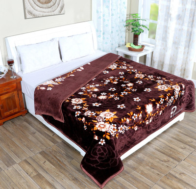 IWS Printed Double Mink Blanket for  AC Room(Woollen Blend, Multicolor)