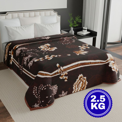 MAGICAL Floral King Mink Blanket for  Heavy Winter(Microfiber, Premium Brown & 12)