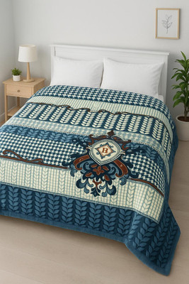 SIE STORE Printed Double Weighted Blanket for  Heavy Winter(Microfiber, GREEN WHITE)