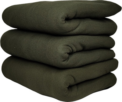 WARMZY Floral Double Fleece Blanket for  Mild Winter(Polyester, Green)