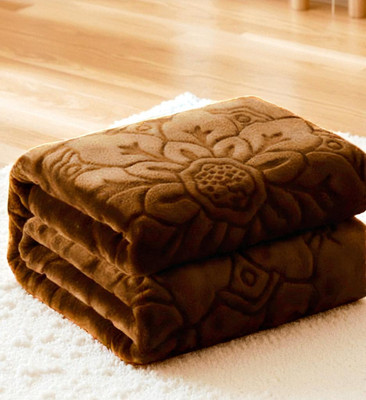 Changers Floral Double Mink Blanket for  Heavy Winter(Polyester, Brown)