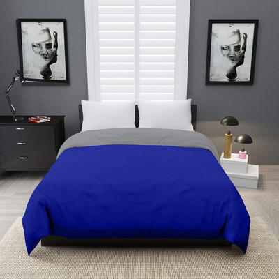 rakhi home décor Solid Single Comforter for  Mild Winter(Microfiber, Navy Blue & Grey)
