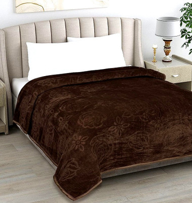 KIXTA Self Design Double Mink Blanket for  Heavy Winter(Microfiber, Brown)