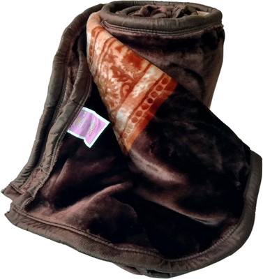 WARMZY Floral Single Mink Blanket for  Heavy Winter(Polyester, dark brw)