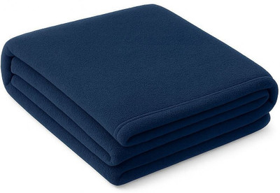 n g products Solid Single Fleece Blanket for  Mild Winter(Polyester, Blue)