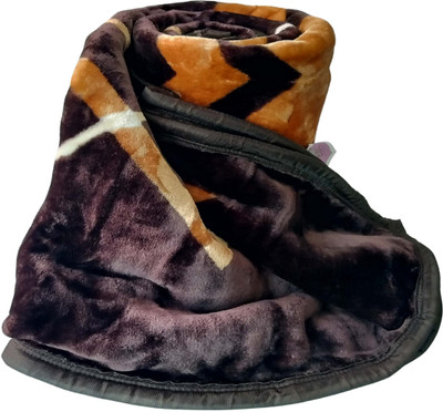 HOMIEE Floral Single Mink Blanket for  Heavy Winter(Polyester, brw zig zag)