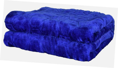 Changers Self Design Double Mink Blanket for  Heavy Winter(Microfiber, Blue)