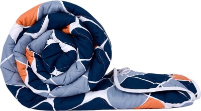 Divine Casa Printed Single Comforter for  Mild Winter(Microfiber, True Blue and Orange)