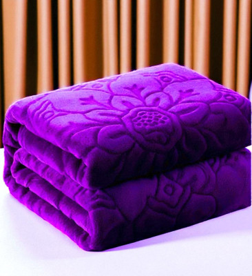 GKM Self Design Double Mink Blanket for  Mild Winter(Microfiber, Purple)