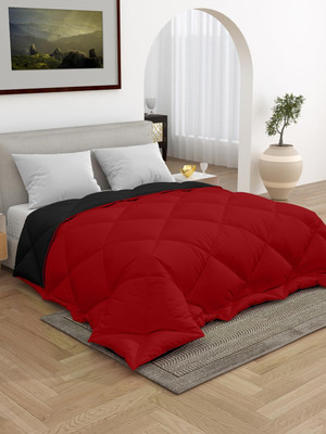 Barbarik Solid Single Comforter for  Heavy Winter(Microfiber, Red,Black)