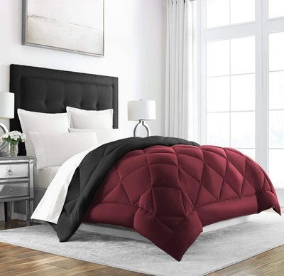Jaipurlinen Solid Double Comforter for  Heavy Winter(Polyester, Black : Maroon)