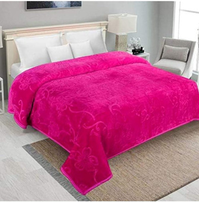KIXTA Self Design Double Mink Blanket for  Heavy Winter(Microfiber, Pink)