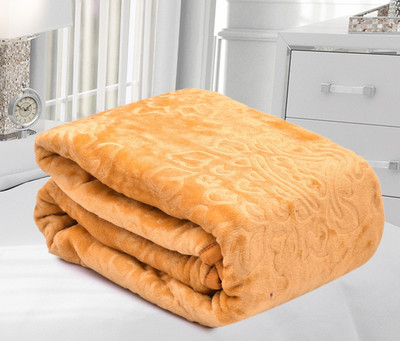 SPANGLE Self Design Single AC Blanket for  AC Room(Microfiber, Golden)