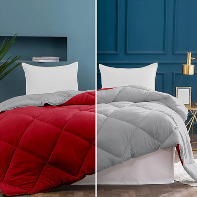 SIE STORE Solid King Comforter for  Mild Winter(Microfiber, Maroon, Grey)