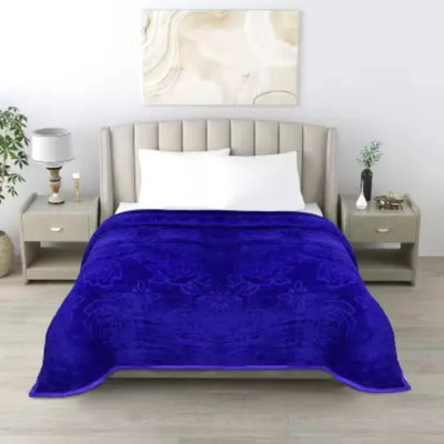 kirshinaENTERPRISES Floral Single Mink Blanket for  Heavy Winter(Microfiber, Blue-01)
