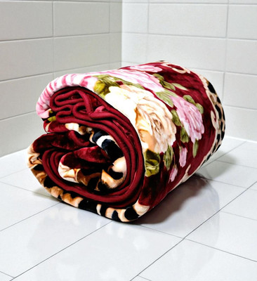GKM Floral Double Mink Blanket for  Heavy Winter(Polyester, Multicolor2)