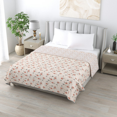 KEA Printed Single Dohar for  AC Room(Microfiber, Cream)