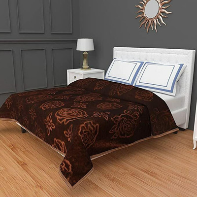 blankito Abstract Single Mink Blanket for  Mild Winter(Polyester, Brown 1322)